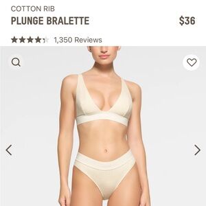SKIMS Cotton Rib Plunge Bralette